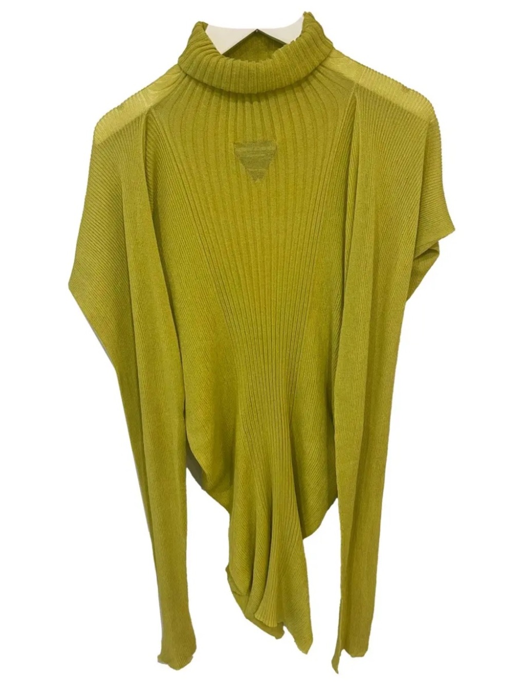 BOTTEGA VENETA Designer Slim Ribbed High-Neck Sweater in Chartreuse Size/L